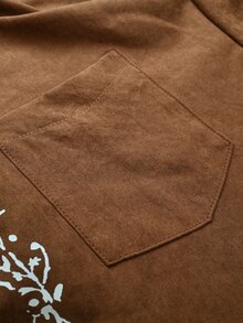 SHEIN 女款長版復古焦糖棕領口襯衫洋裝 - 棕色 - 查看 5