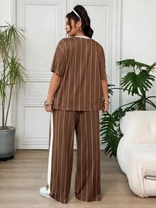 SHEIN EZwear 大碼兩件套裝 - 棕色 - 查看 2
