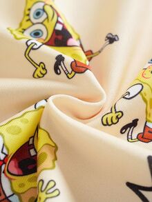 SpongeBob SquarePants | SHEIN بلوزة رياضية كاجوال يومية بطبعة كرتونية بأكمام طويلة للفتيات المراهقات - أصفر - مشاهدة 6