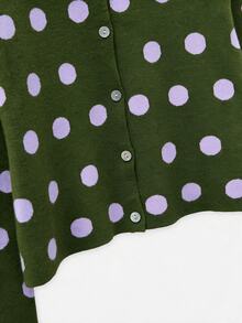 Nöista Women's Polka Dot Casual Versatile Daily Wear Cardigan - Green - View 11