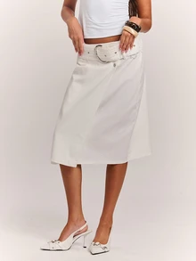 SHEIN BAE Women Denim Skirts - Beige - View 6