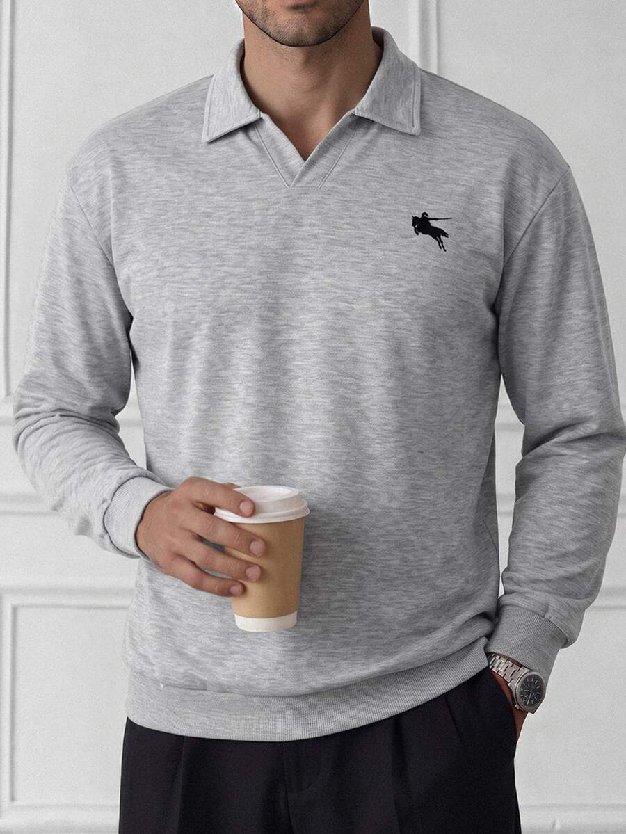 HUEFORM Men's Fashion Old Money Style Autumn/Winter Sweatshirt - Light Grey - View 1
