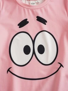 SpongeBob SquarePants | SHEIN Young Boys Crew Neck Cartoon Character Print T-Shirt And Shorts Loungewear Set - Multicolor - View 4