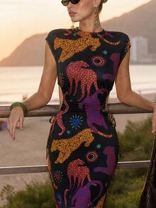 CAJUNI Women's Cartoon Pattern Casual Daily Summer Dress - Multicolor - View 6