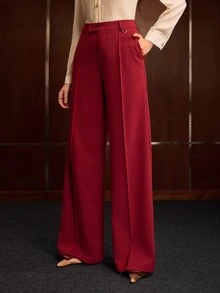 MOTF PREMIUM WOMEN SOLID COLOR CASUAL VERSATILE DAILY WEAR LONG PANTS - Red - View 5
