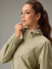 OutZeal Women Outdoor Jacket Hiking Camping Lightweight Vent Back Zip Up Hooded Jacket - Green - View 9
