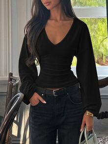SHEIN Tall 女士上衣 - 黑色 - 查看 6