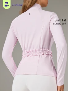 OutZeal Gym Top Women Sports Jacket Yoga Casual Soft Slim Fit Zip Up Active Tops - Pink - View 1