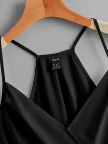 SHEIN VCAY 女款時尚不對稱編織背心上衣 外出穿著 黑色 夏季休閒優雅 - 黑色 - 查看 3