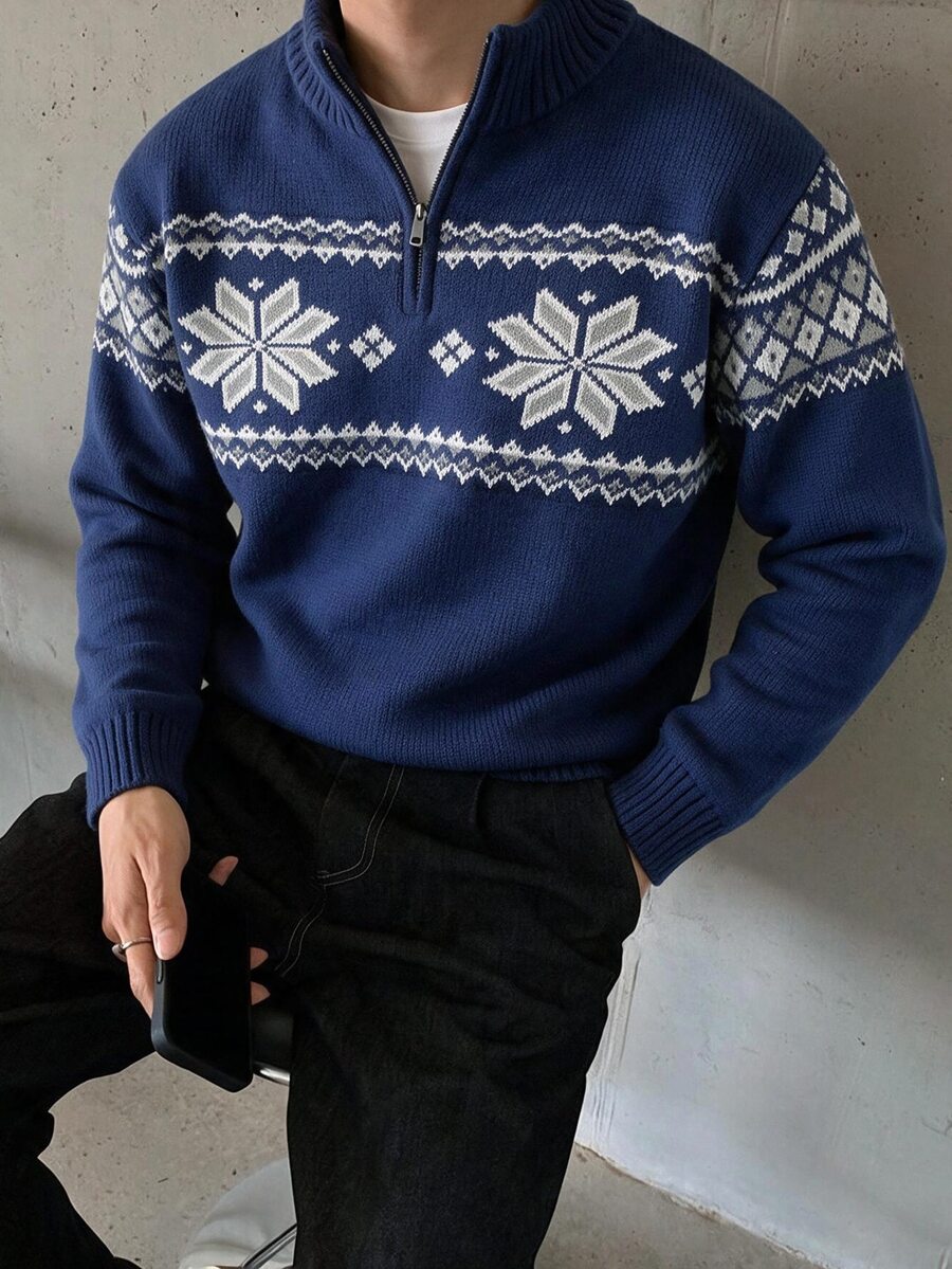 Manfinity Homme 男士休闲长袖保暖套头毛衣,纯色针织保暖内衬毛衣,秋冬季,外出休闲,朋友聚会必备 - 黑色 - 查看 1
