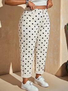Slaydiva Women's Plus Size Polka Dot Skinny Jeans - White - View 6