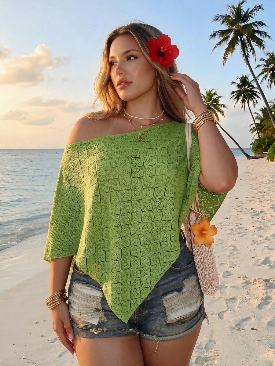 SHEIN ICON 大碼女士上衣 - 薄荷綠 - 查看 1