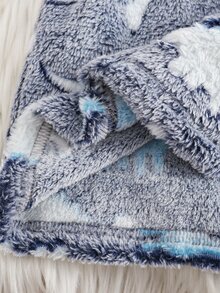 Cozy Pixies Kids Young Boy Casual Daily Comfortable Embroidered Dinosaur Pattern Plush Mid-Length Loungewear Robe - Blue and White - View 6