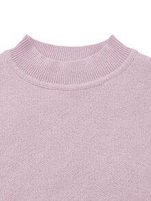 Balvessa Women's Solid Color Casual Versatile Daily Wear Long Sleeve Sweater - Pink - View 3