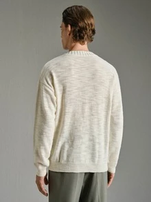 Calmiston Men's Letter Pattern Casual Versatile Daily Wear Sweater - White - View 6