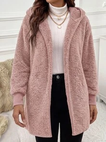 SHEIN Clasi 女款連帽長袖標準版休閒夾克 - 藕粉色 - 查看 1