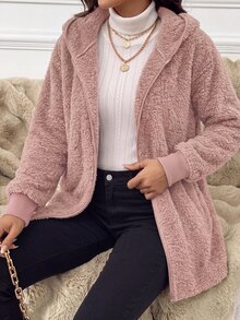 SHEIN Clasi 女款連帽長袖標準版休閒夾克 - 藕粉色 - 查看 5