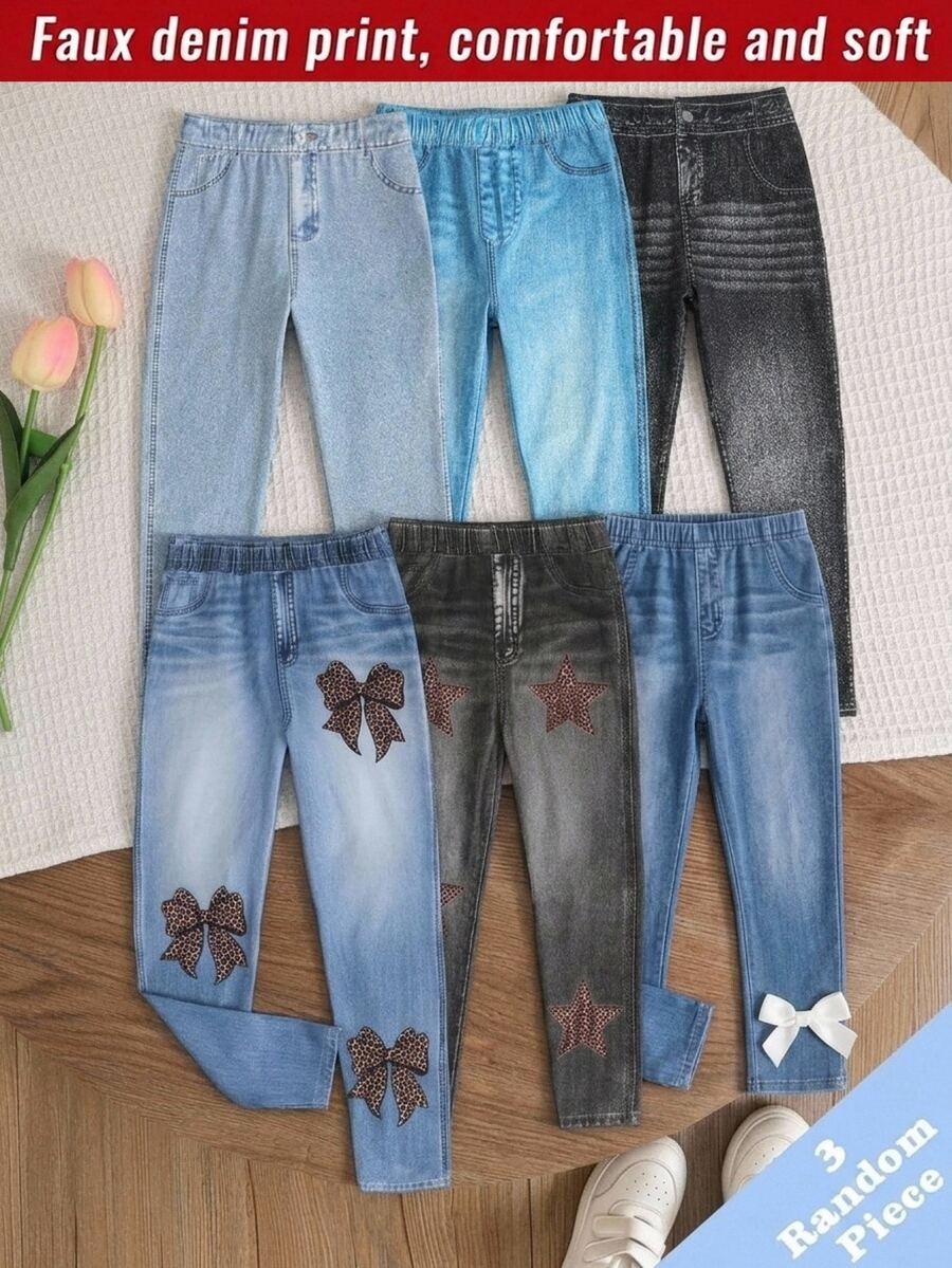 3PCS Young Girls Leggings - Blue - View 1