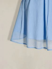 SHEIN ICON 大尺碼荷葉袖V領收腰A字洋裝，適合海灘度假、波希米亞風、嬉皮風、Y2K，適用夏季、夏季假期、情人節、優雅約會洋裝 - 淺藍色 - 查看 9