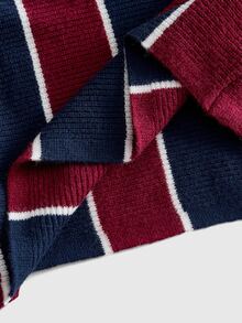ROMWE MEN Street Life Sweater Rajut Pria Ukuran Besar, Kerah Lipat, Gaya Olahraga Sepak Bola, Streetwear Retro - Burgundy - View 7
