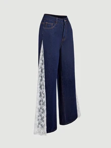 Sweetra Women's Single-Breasted Halter Neck Top And Long Pants Casual Everyday Denim Set - Blue - View 8
