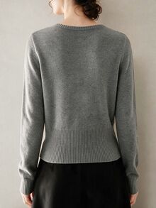 Celisse Women's Lace Patchwork V-Neck Casual Daily Cardigan - Dark Grey - View 2