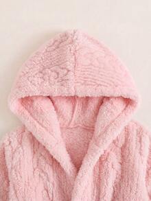 Cozy Pixies 新生兒男嬰女嬰卡通熊圖案保暖內裡加厚連帽長袖繫帶式睡袍 秋冬款 - 粉色 - 查看 6