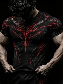 RISE LYT Men's Sports Crew Neck Short Sleeve Printed T-Shirt - Multicolor - View 1