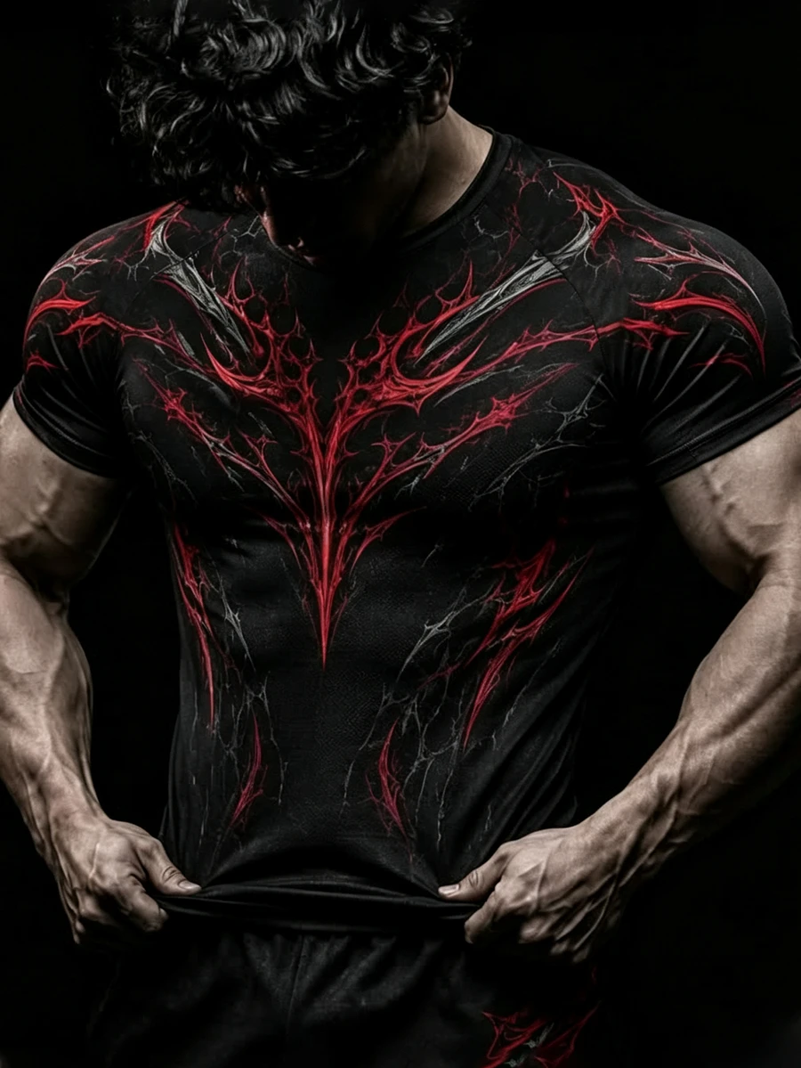 RISE LYT Men's Sports Crew Neck Short Sleeve Printed T-Shirt - Multicolor - View 1