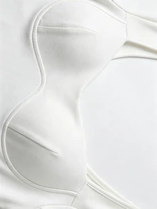 INAWLY Women's Plus Size Solid Color Minimalist Long Sleeve Bodysuit Winter - White - View 4
