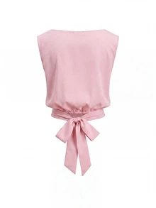 SHEIN Clasi Sleeveless Tie Waist Top And A-Line Printed Skirt Set, Comfortable And Easy To Wear - Pink - View 8