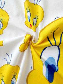 LOONEY TUNES X SHEIN 女款全幅卡通印花時尚可愛細肩帶睡裙 - 白色 - 查看 7