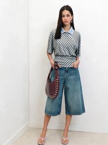 Nöista Women's Striped Casual Daily Wear T-Shirt - Blue - View 3