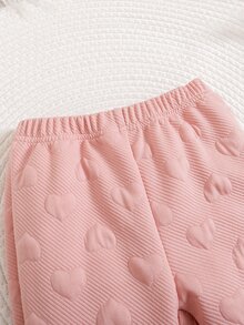 SHEIN Souflis 女嬰秋季杏色長袖長褲百搭套裝 - 粉色 - 查看 3