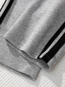SHEIN Young Boy Casual Korean Style Loose Fit Sport Letter Graphic Sweatshirt & Sweatpants 2pcs Set Suitable For Commuting School Daily Leisure Outings Sports Spring Summer Autumn Winter - Light Grey - View 4