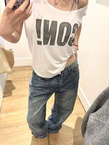 DAZY Women's Fashion Button Pocket Loose Denim Jeans Streetwear - Blue - View 3