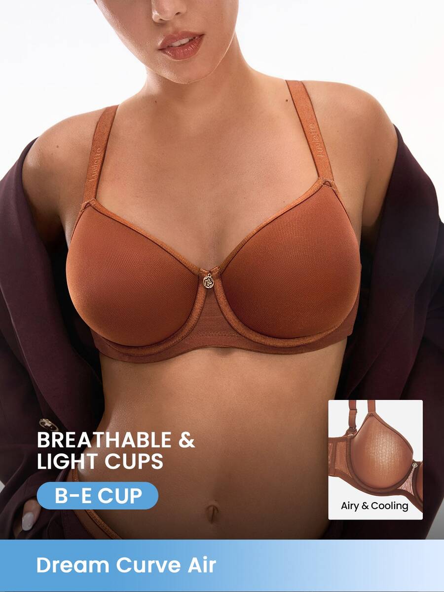 LUVLETTE Dream Curve Air Halloween Full Coverage Airy Breathable Sheer Brown Mesh Spacer Cup Women Bra - Coral Orange - View 1