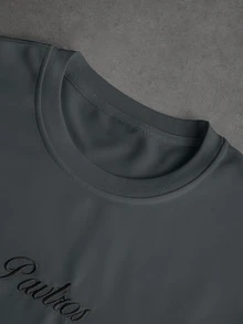 PAVTROS 男士街頭風刺繡圓領長袖百搭T恤 度假沙灘深灰色秋季款 - 深灰色 - 查看 4