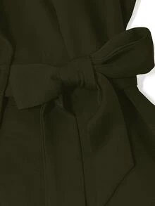 Formidée Plus Size Elegant Button Long Sleeve Jacket And Pleated Skirt Suit Set - Green - View 5