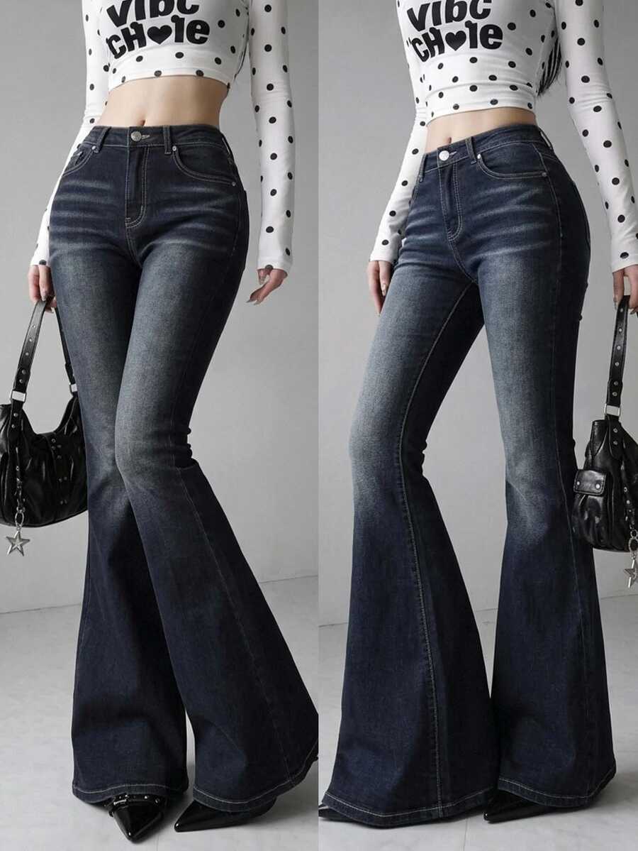 FRIFUL Women's Casual Daily Travel Denim Jeans With Pockets And Buttons - Blue - View 1