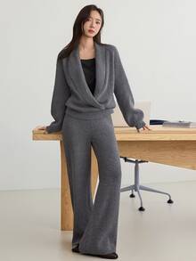 Dazy-Less Women Sweater Co-Ords - Dark Grey - View 3