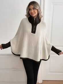 SHEIN Women's Colorblock Casual Versatile Daily Wear Long Sleeve Sweater - Apricot - View 6