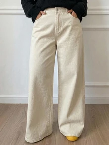 Dazy Plus Plus Size Women's Casual Daily Travel Denim Jeans With Pockets And Buttons - Apricot - View 3