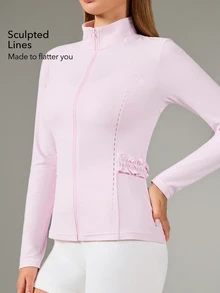 OutZeal Gym Top Women Sports Jacket Yoga Casual Soft Slim Fit Zip Up Active Tops - Pink - View 2