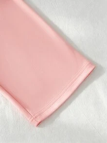 Genkimix Kids 少女款 2 件式復古美式學院風棕色上衣與寬腿褲套裝，休閒秋季長袖圓領穿搭 - 粉色 - 查看 9