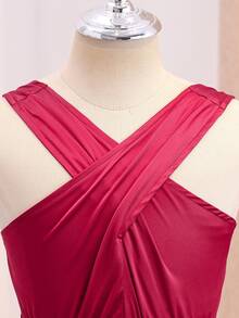 Tween Girls' Elegant Minimalist Fashion One-Shoulder Sleeveless One-Side Asymmetrical Shoulder - Burgundy - View 5