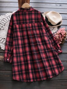 Rusticease Plus Size Women Plaid Casual Versatile Daily Wear Shirt - Red - View 2