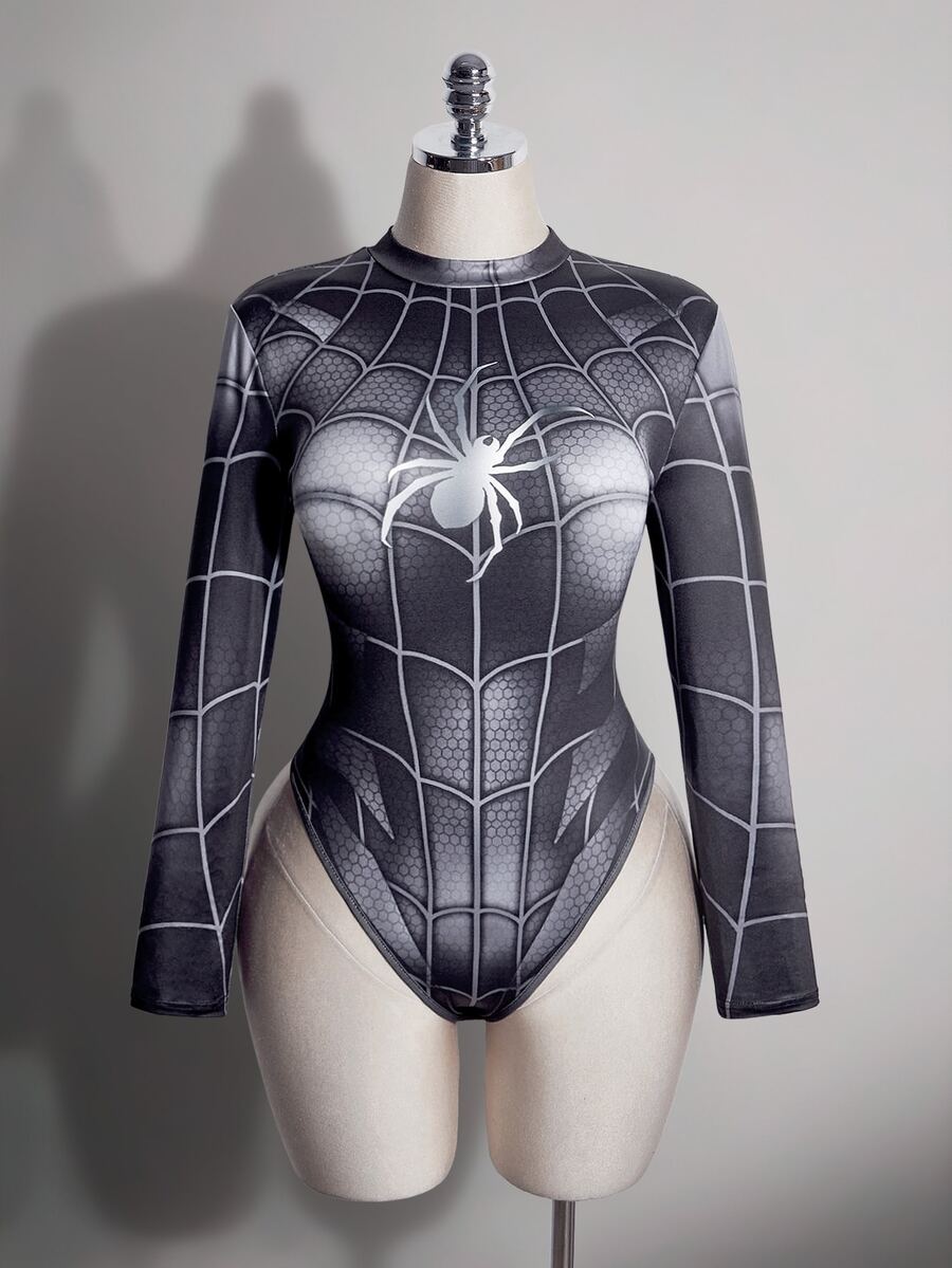 SHEIN ICON Plus Size Bodysuits - Grey - View 1
