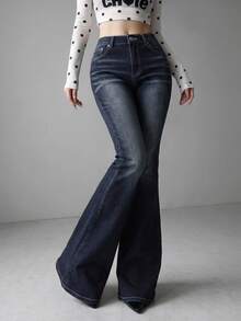 FRIFUL Women's Casual Daily Travel Denim Jeans With Pockets And Buttons - Blue - View 10