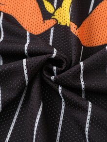 LOONEY TUNES X SHEIN Women's Cartoon Print Striped Colorblock Dress - Black - View 8